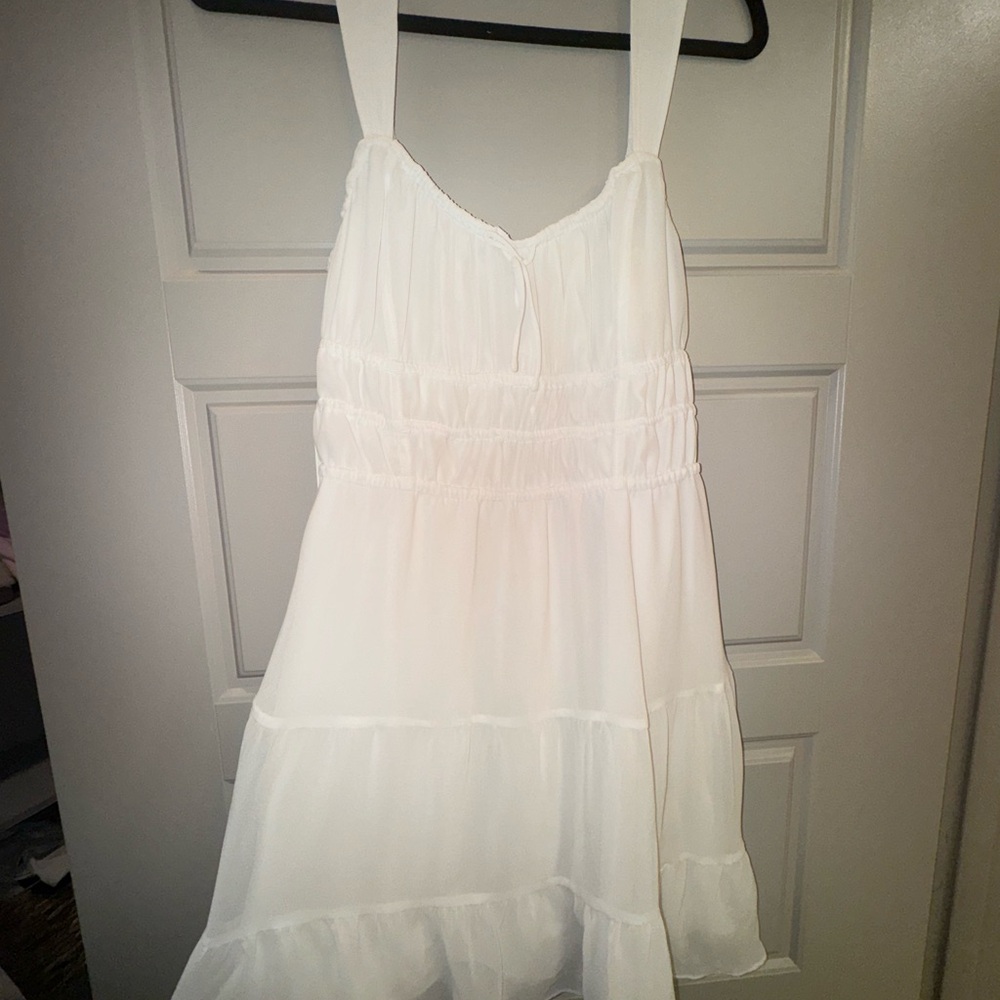 Aritzia White Tiered Ruffled Mini Dress